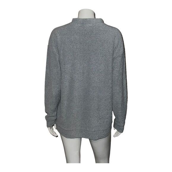 PINK Victoria's Secret Terry Knit Gray Sweater Dog Logo Oversized Medium EUC - Picture 2 of 7